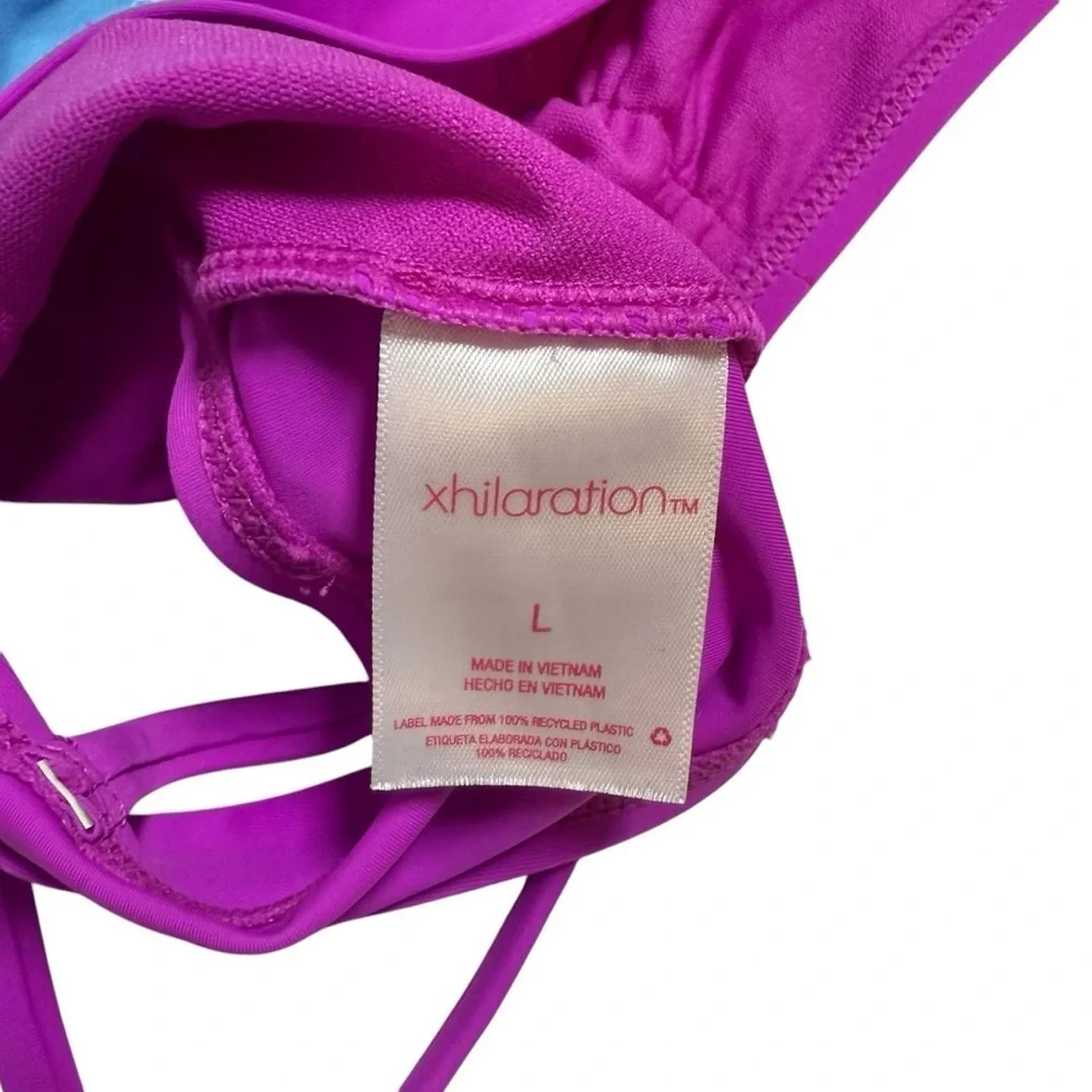Lot of 2 Xhilaration Swimsuit Bikini Tops Blue/Pink Size Large